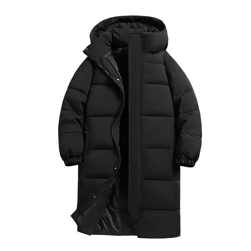 Damen lange Daunenjacke mit hohem Kragen und winddichten Eigenschaften