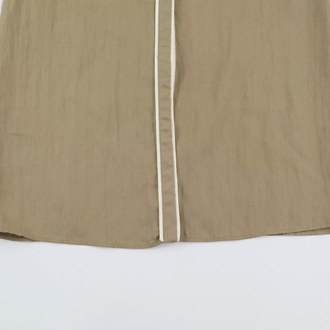 Damen Hemdblusenkleid mit Kontrastpaspel und Taillengürtel Shop Nory