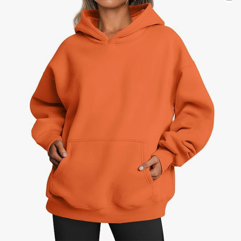 Damen Übergrößen Kapuzenpullover mit praktischen Taschen undlässigem Schnitt