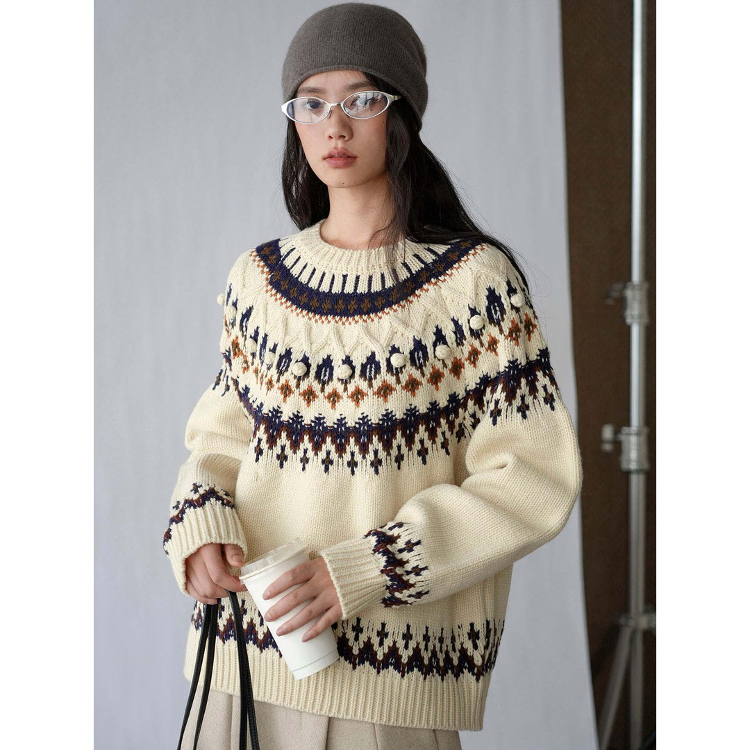 Damen Fair‑Isle Strickpullover mit Norweger‑Muster und Oversized‑Schnitt Shop Nory