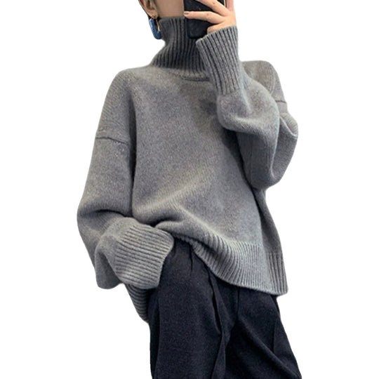 Damen Gemütlicher Strickpullover mit hohem Kragen Shop Nory