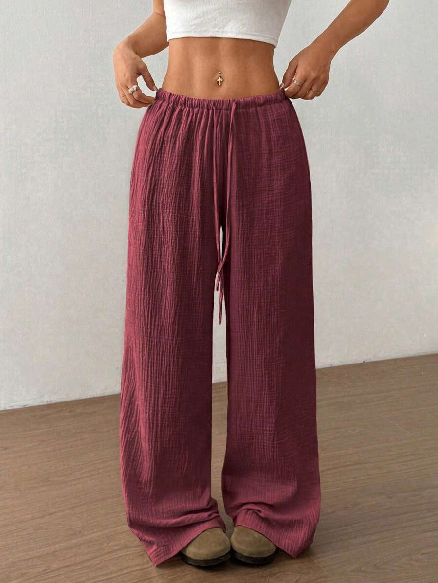 Damen Weite Sommerhose mit elastischem Bund und lockerem Schnitt