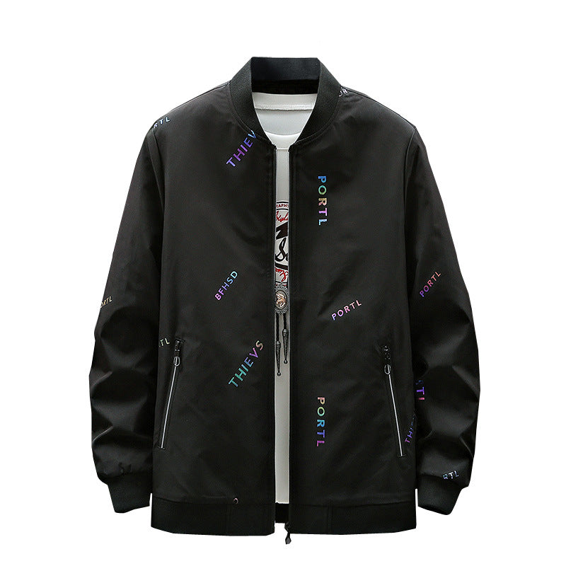 Herren Modische Bomberjacke mit Schriftzügen Shop Nory