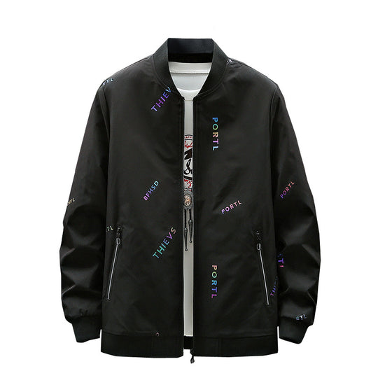 Herren Modische Bomberjacke mit Schriftzügen Shop Nory