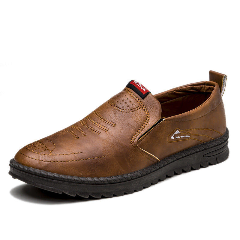 Herren Slip-On Freizeitschuhe aus Leder mit rutschfester Sohle