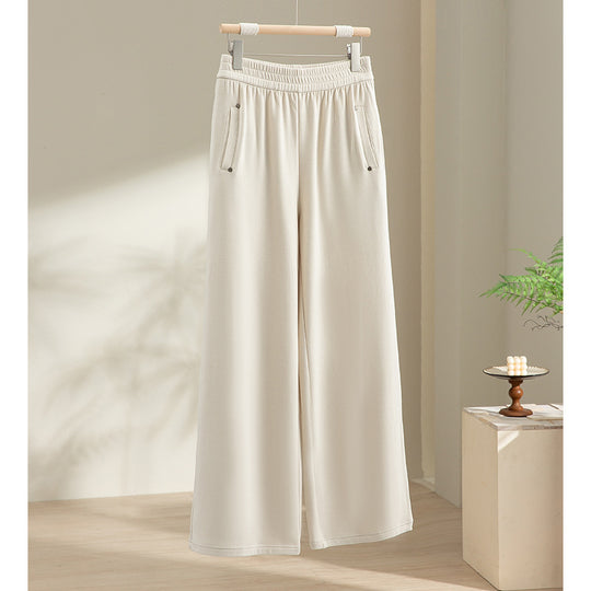 Damen Weite Satin-Hose mit hohem Elastikbund und fließender Drapierung Shop Nory