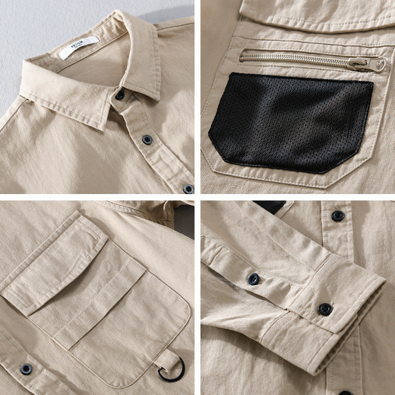 Herren Utility-Overshirt aus Baumwollmix mit Mehrfachtaschen und D-Ring Shop Nory
