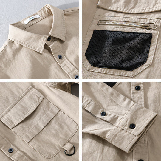 Herren Utility-Overshirt aus Baumwollmix mit Mehrfachtaschen und D-Ring Shop Nory