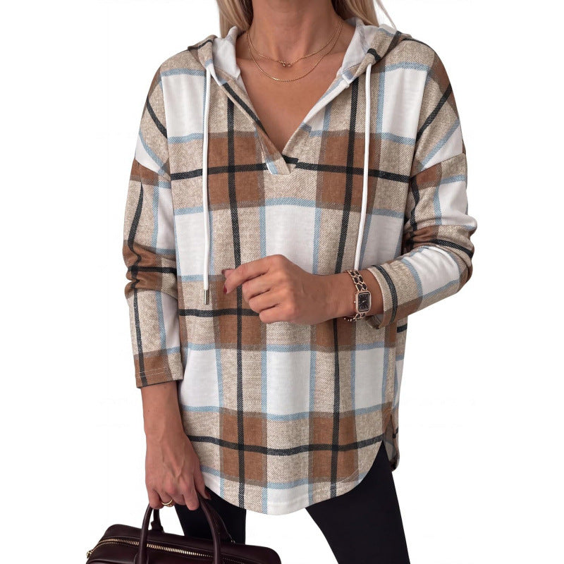 Damen Waffelstrick-Kapuzenpullover mit V-Ausschnitt, Oversize-Schnitt und Seitenschlitzen Shop Nory