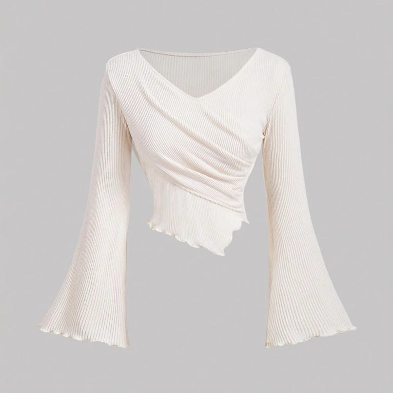 Damen Wickel-Crop-Longsleeve mit Trompetenärmeln Shop Nory