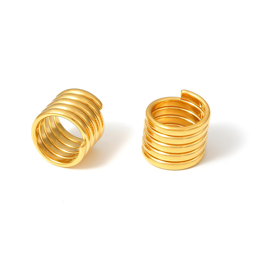 Damen Schmuckring mit geschichtetem Spiral-Design aus Edelstahl Shop Nory