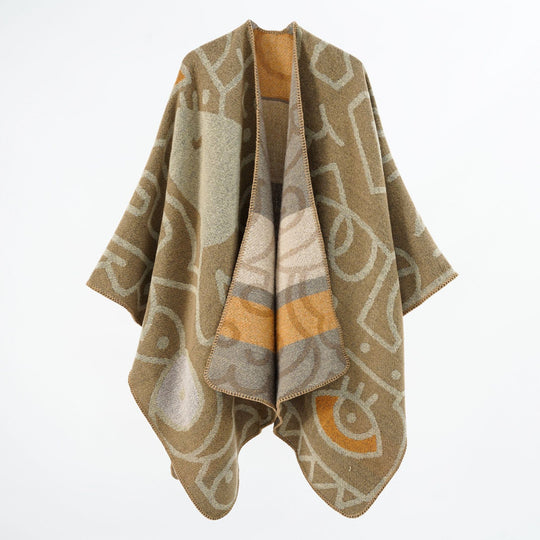 Damen Reversibler Strickponcho im Kuschel‑Umhang mit grafischem Jacquard Shop Nory