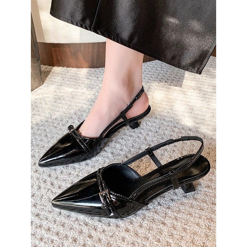Damen spitze Slingback Ballerinas mit eleganter Schnalle