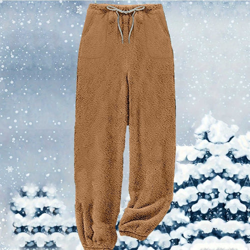 Damen nan kuschelige Sherpa-Fleece Loungehose mit Kordelzug, hoher Taille und elastischen Bündchen Shop Nory