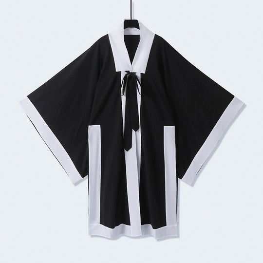 Unisex Oversize Kimono-Cardigan mit Kontrastblende, Bindeband und aufgesetzten Taschen Shop Nory