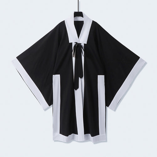 Unisex Oversize Kimono-Cardigan mit Kontrastblende, Bindeband und aufgesetzten Taschen Shop Nory