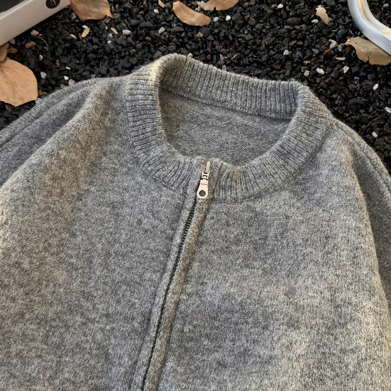 Unisex Feinstrick-Zipcardigan mit Rundhals und weichem Alpaka‑Mix Shop Nory