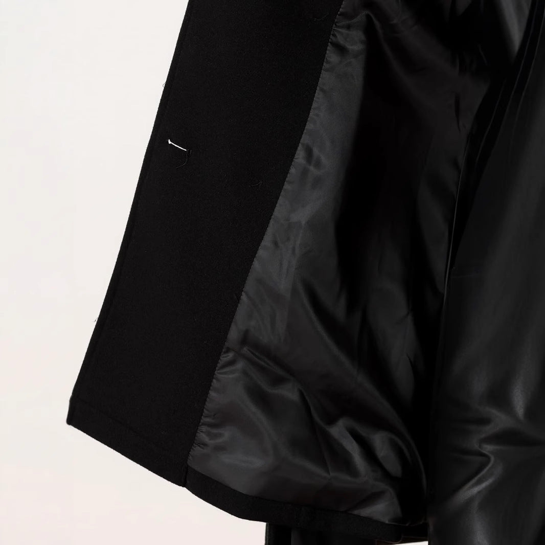 Damen Kurzcape-Mantel aus Wollmix mit Doppelreiher Schulterriegeln und Arm-Schlitzen Shop Nory