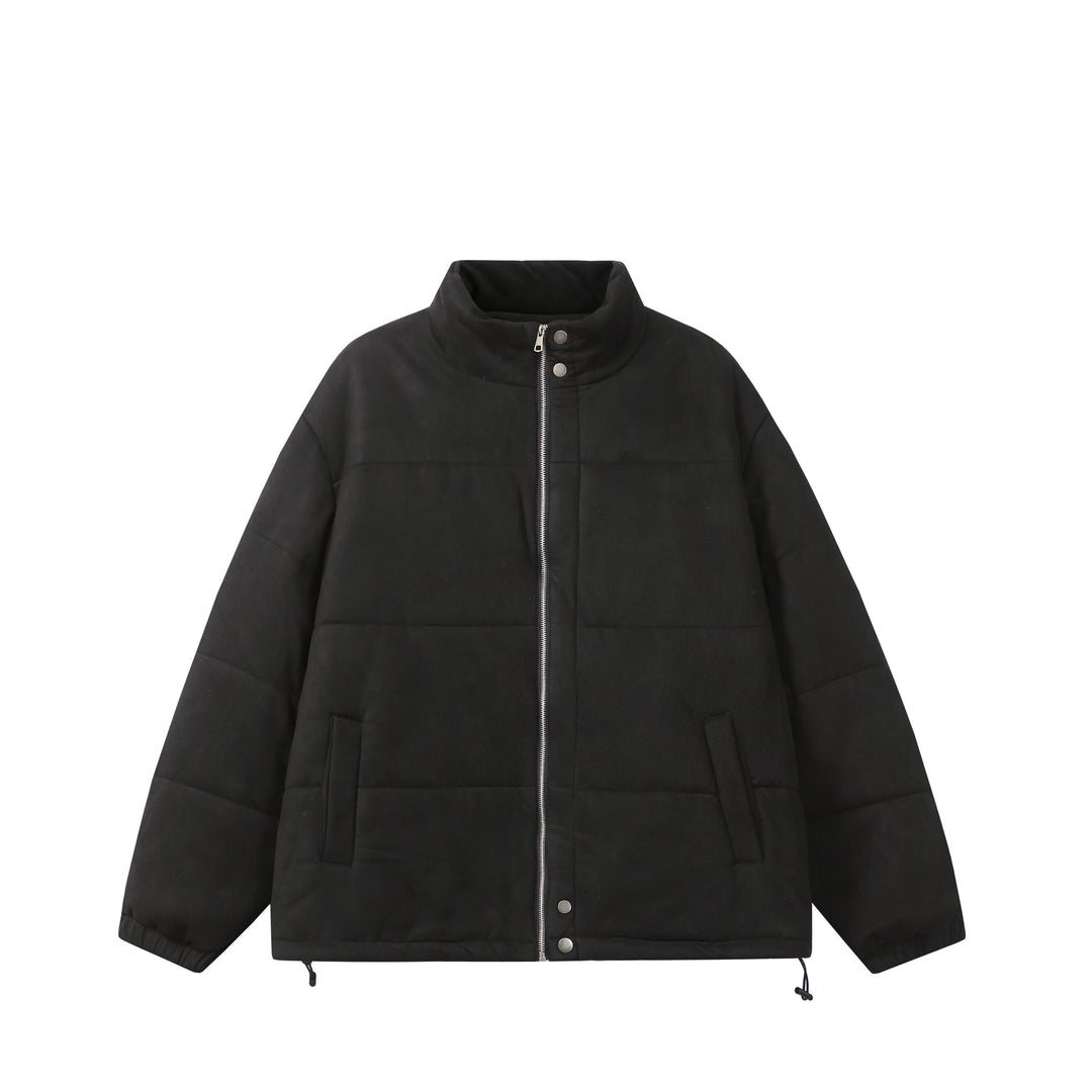 Unisex Boxy‑Steppjacke im Samtfinish mit hohem Funnelkragen und verstellbarem Saum Shop Nory