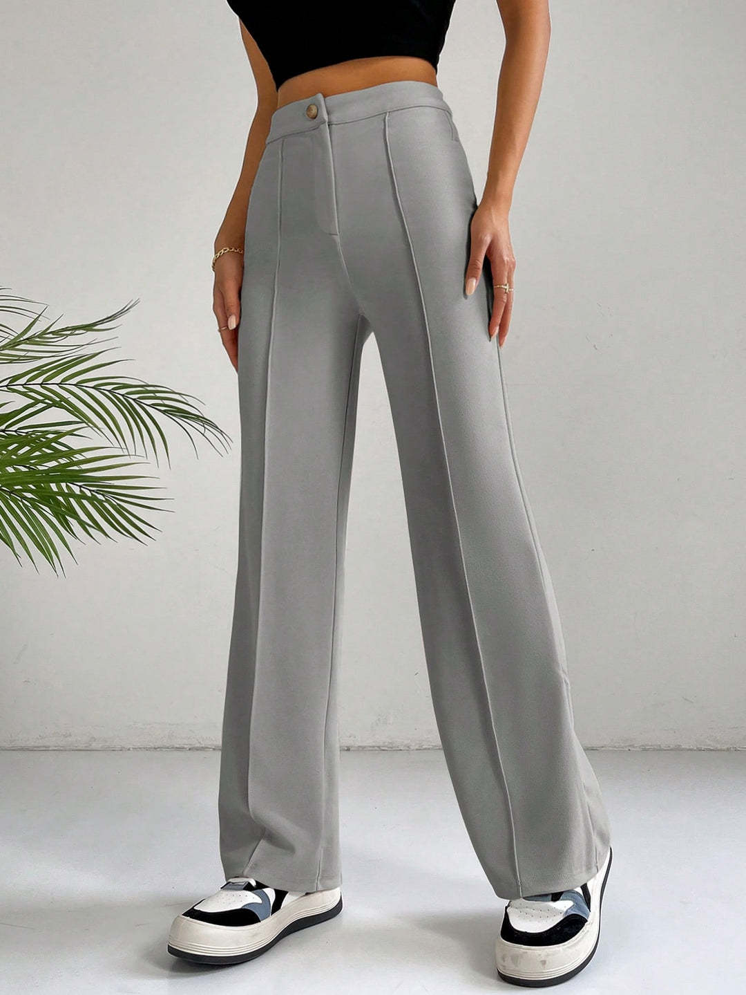 Damen Hochgeschnittene Palazzo-Hose mit Bügelfalte und weitem Bein Shop Nory