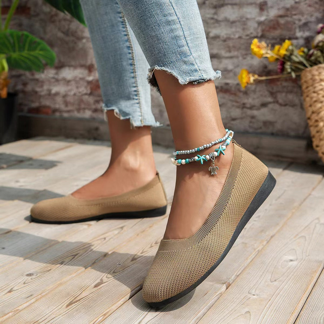 Damen bequeme Textil-Ballerinas im modernen Rippendesign Shopnory
