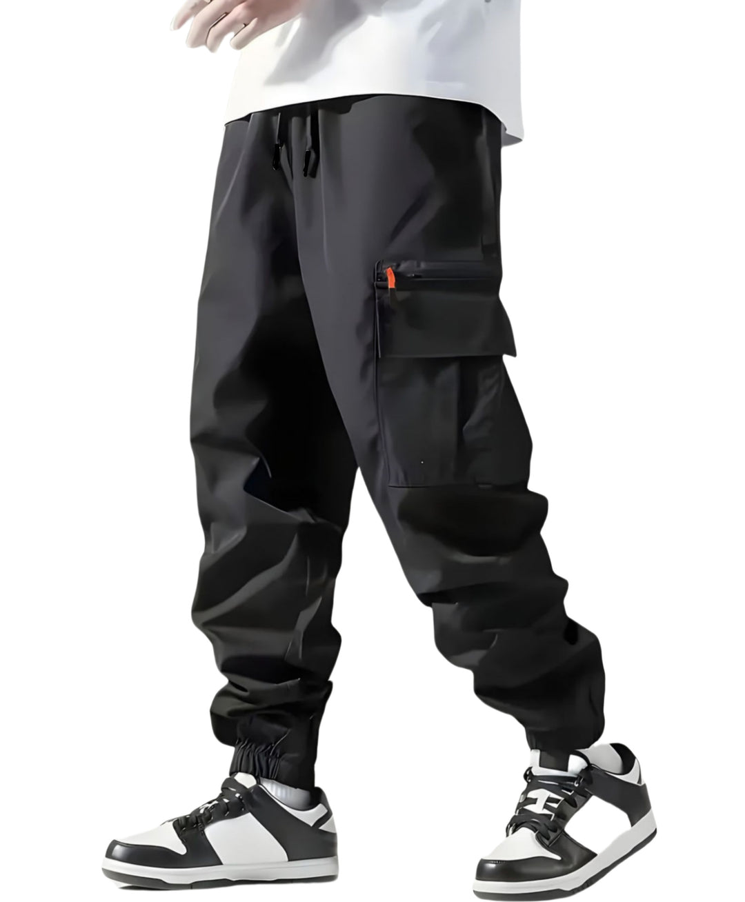 Herren Technische Cargo-Jogginghose mit Reißverschlusstaschen, Tunnelzug und elastischen Knöchelbündchen Shop Nory