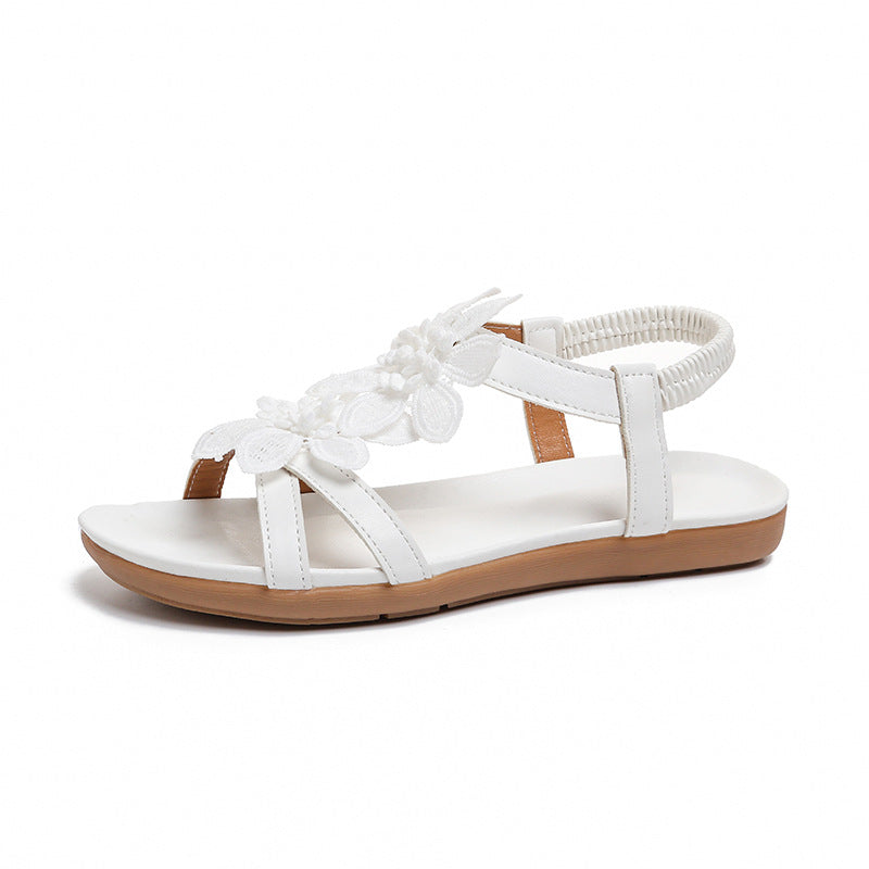 Damen Blumenverzierte Schlüpf-Sandalen Shopnory