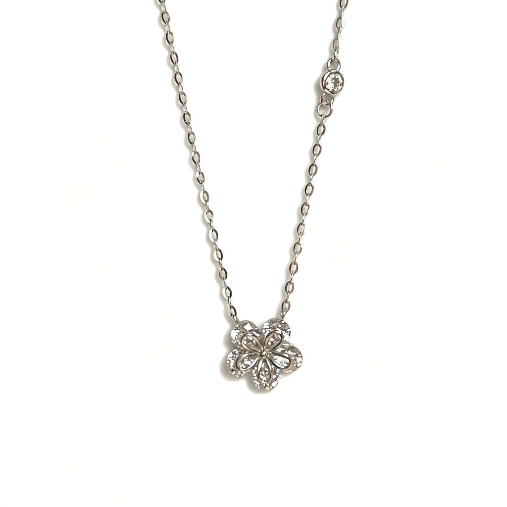 Damen elegante Halskette mit floralem Anhänger und Zirkonia Shop Nory