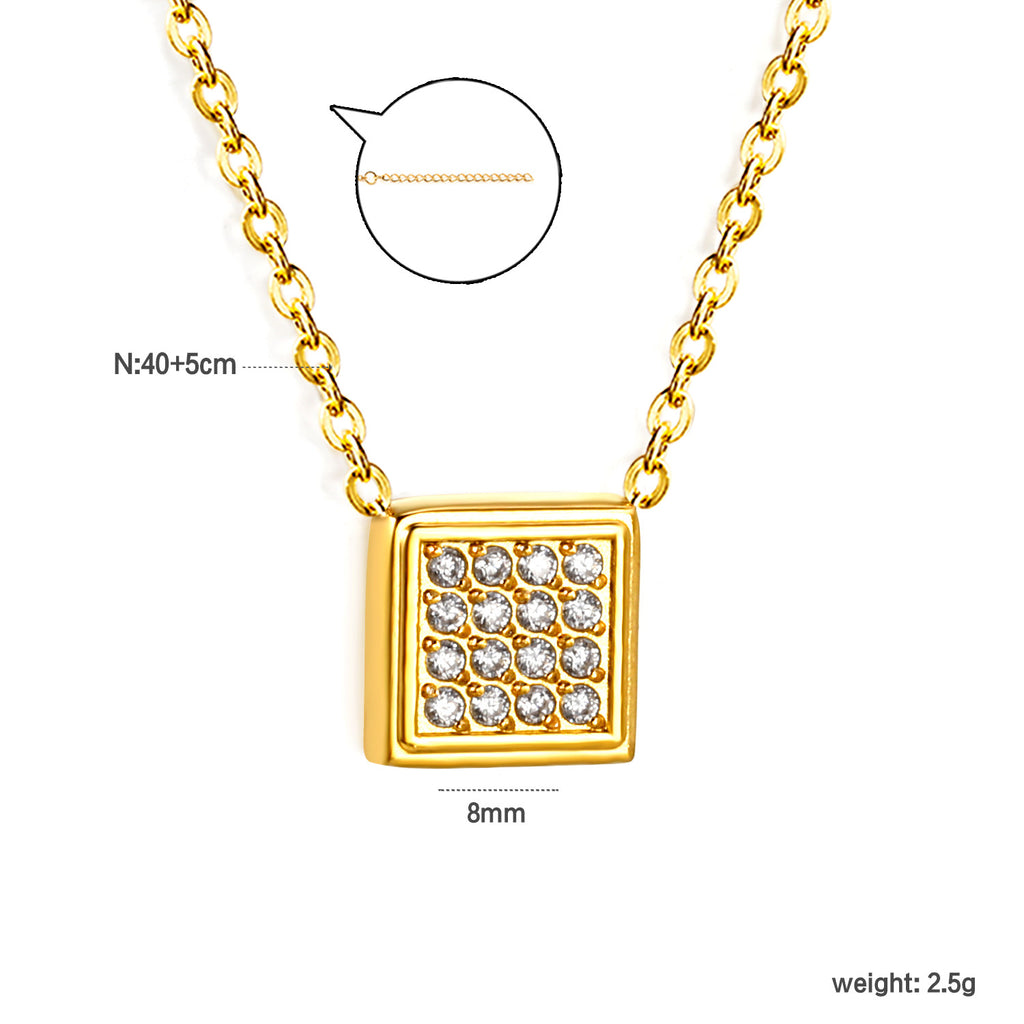Damen elegante Halskette mit brillantem quadratischem Zirkonia-Anhänger Shop Nory