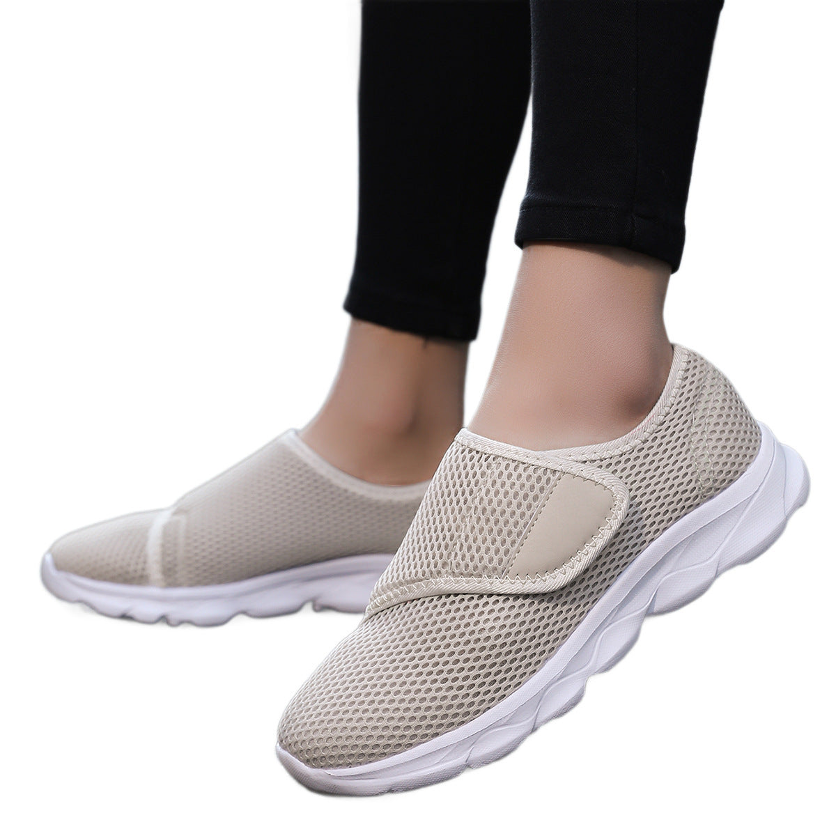 Damen Atmungsaktive Slip-On Freizeitschuhe mit verstellbarem Klettverschluss