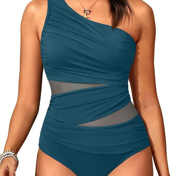 Damen stilvoller Badeanzug mit asymmetrischem Schnitt