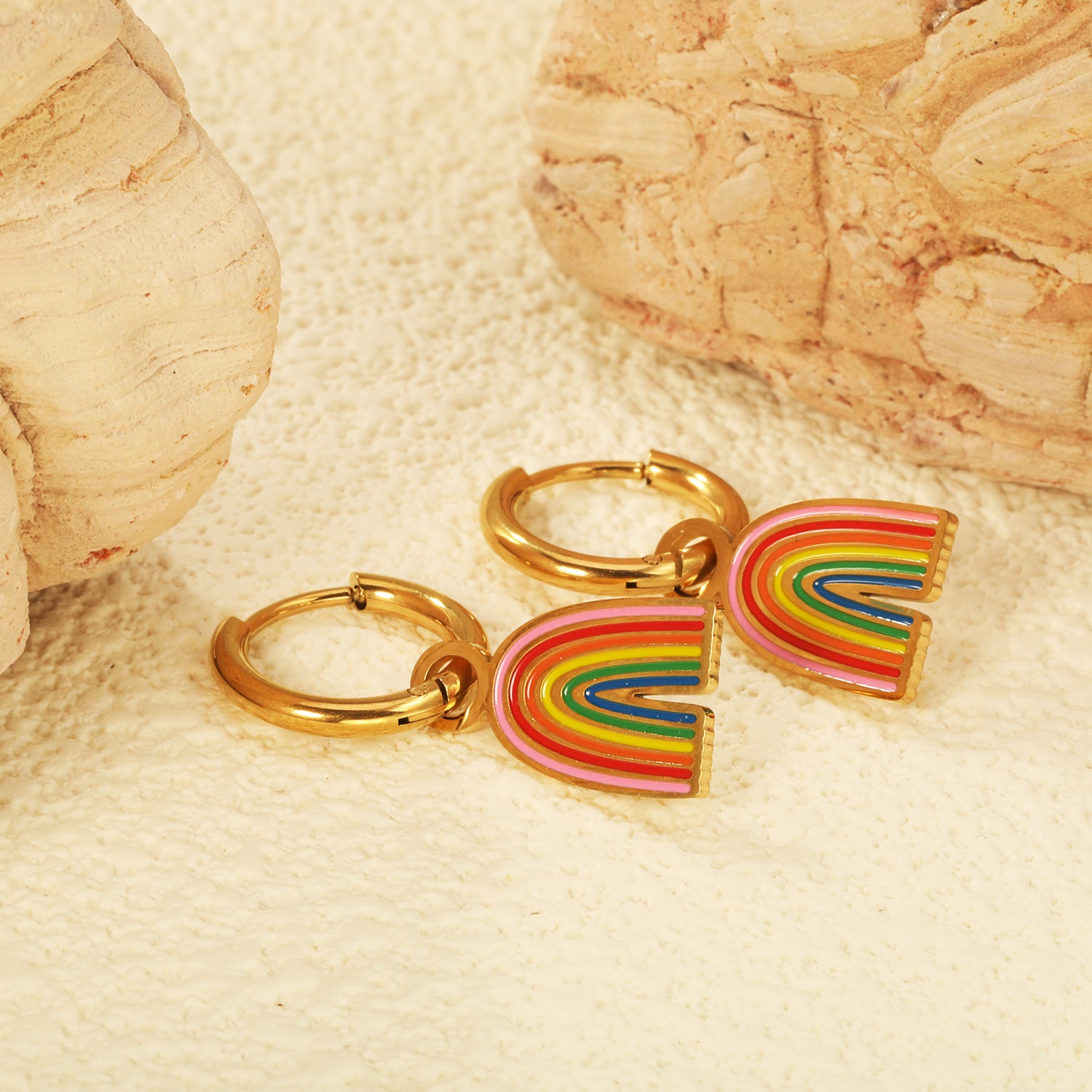 Damen Hängende Ohrringe mit buntem Regenbogen-Anhänger Shop Nory
