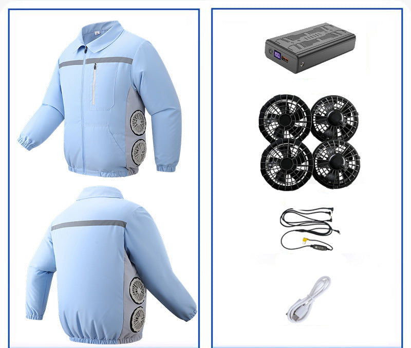 Unisex nan kühlende Ventilationsjacke mit integrierten seitlichen Lüftern und atmungsaktivem Funktionsmaterial Shopnory