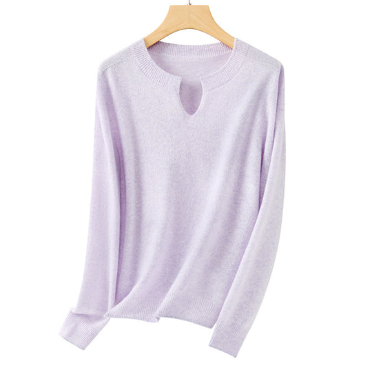 Damen Feinstrickpullover mit Kerbkragen und Angora‑Optik Shop Nory