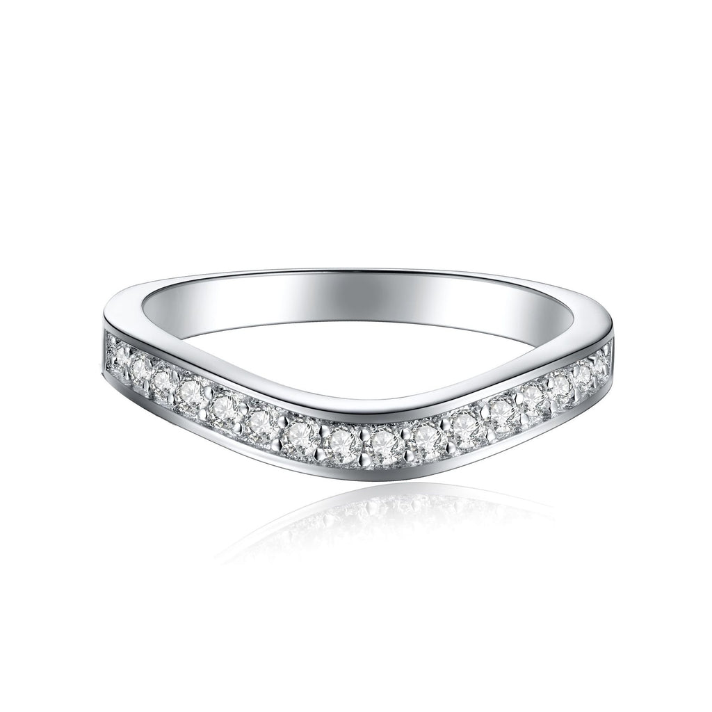 Damenring mit elegantem, geschwungenem Design und funkelndem Zirkonia-Besatz Shop Nory