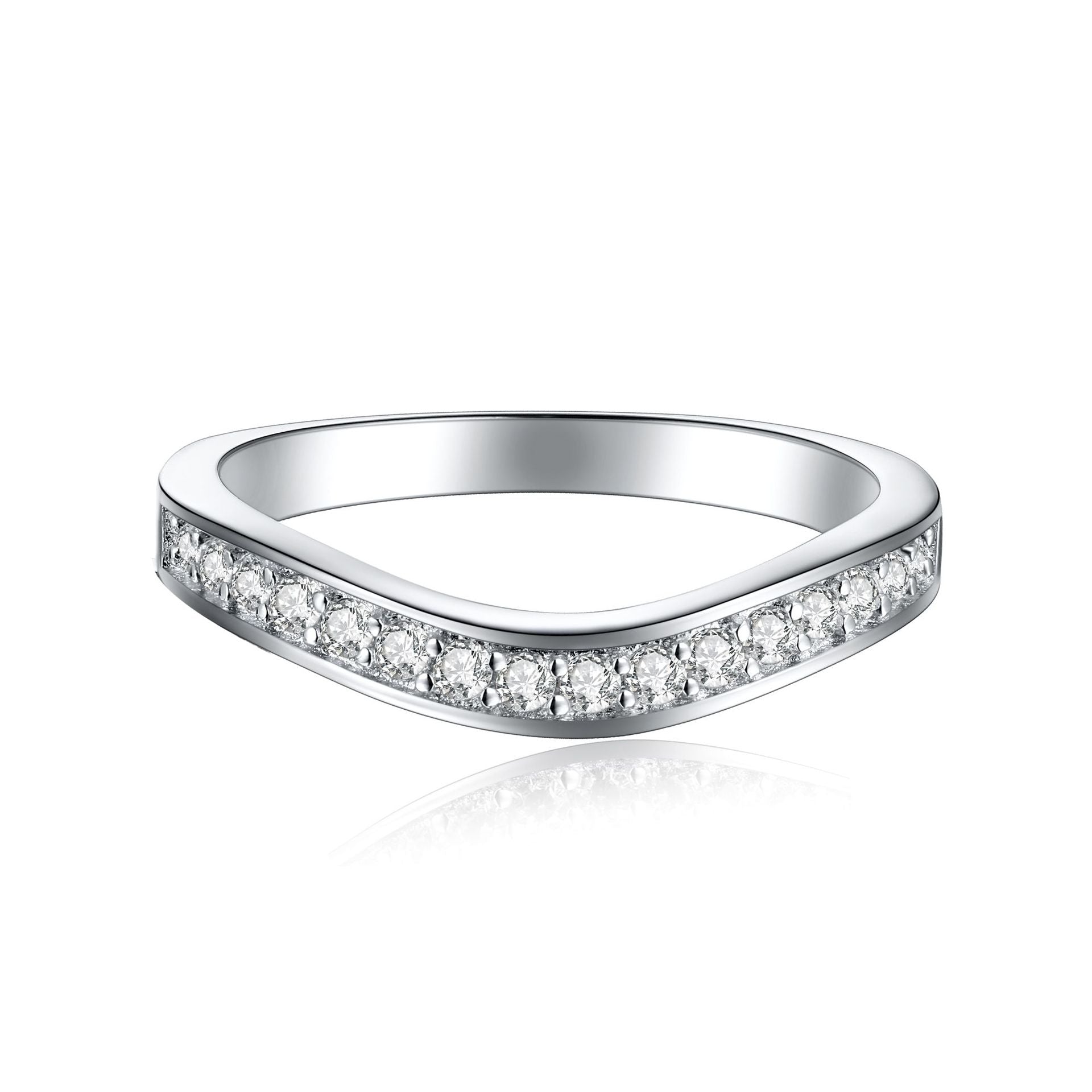 Damenring mit elegantem, geschwungenem Design und funkelndem Zirkonia-Besatz Shop Nory