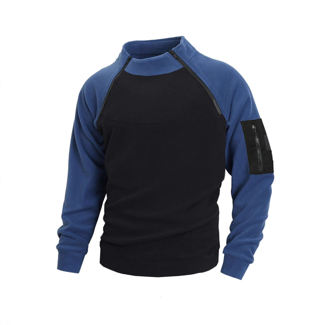 Herren technischer Fleece-Halbzip-Pullover mit asymmetrischen Schulterreißverschlüssen und Reißverschluss-Ärmeltasche Shop Nory