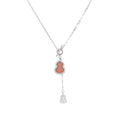 Damen Halskette mit doppelt gestaltetem Anhänger aus Halbedelstein und funkelnden Zirkonia Shop Nory