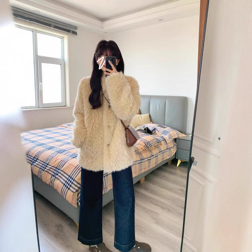 Damen Teddy-Mantel aus Kunstfell mit Oversize-Schnitt und Eingrifftaschen Shop Nory