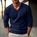 Herren Strickpullover mit V-Ausschnitt und hochwertiger Materialtextur