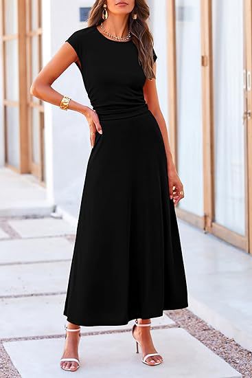 Damen Midi-Kleid mit hohem Taillenbund