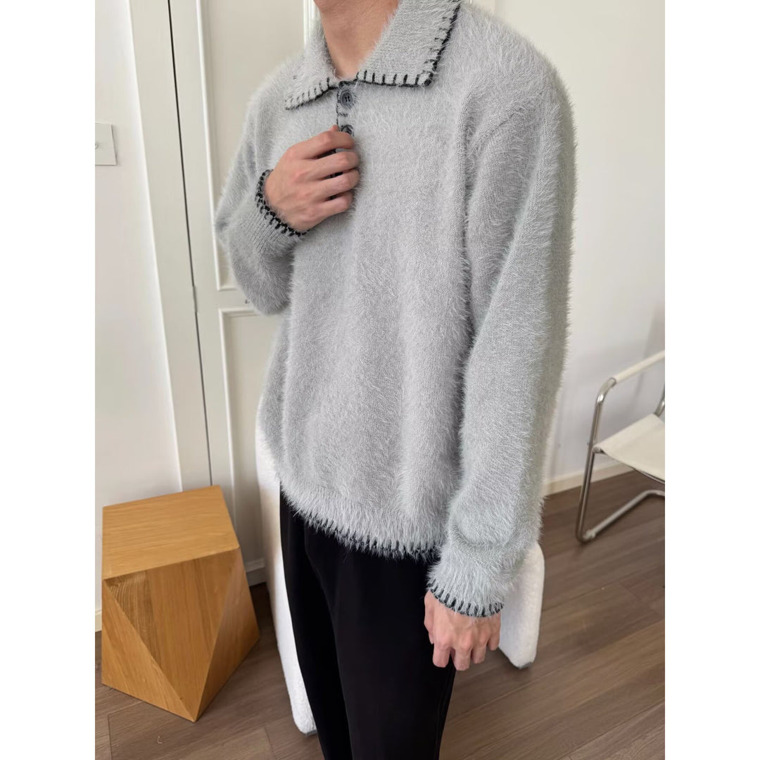 Damen Kuscheliger Grobstrickpullover mit Polokragen Shop Nory