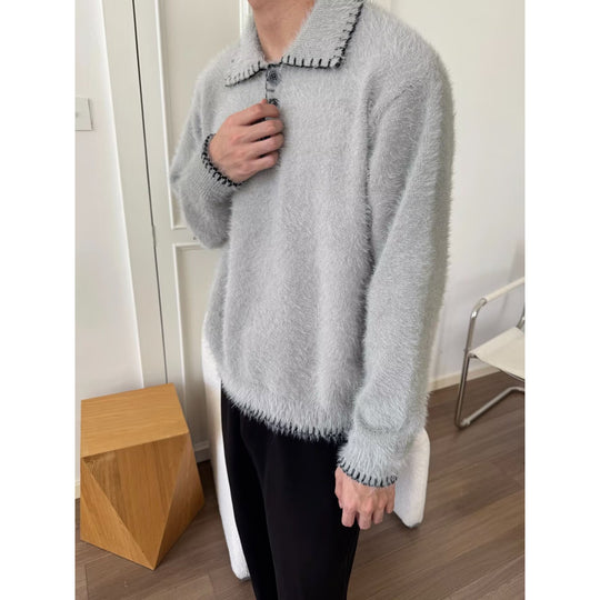 Damen Kuscheliger Grobstrickpullover mit Polokragen Shop Nory