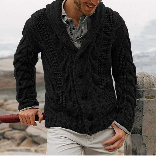 Herren grobstrick Cardigan mit Schalkragen und Zopfmuster Shop Nory