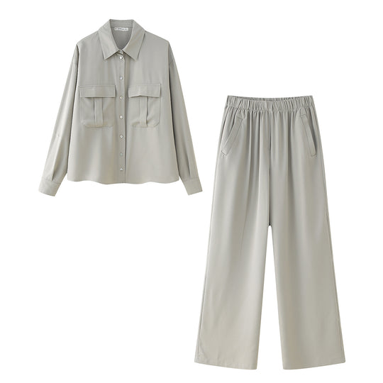 Damen Lockere Blusenjacke und weite Culotte im Set Shop Nory