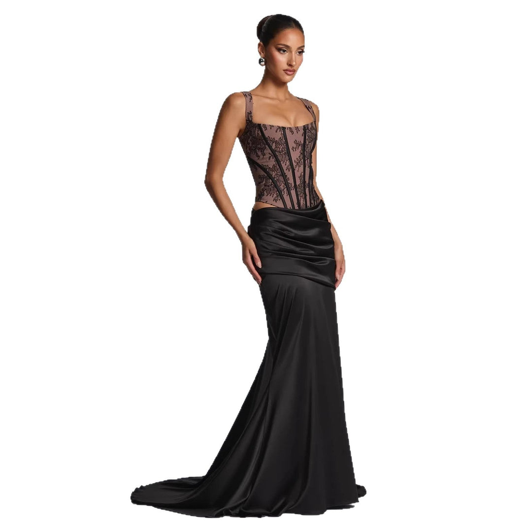Damen Elegantes Abendkleid mit Korsett-Oberteil und drapiertem Rock Shopnory