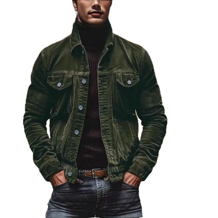 Herren Cordjacke im klassischen Design mit praktischen Brusttaschen und Knopfdetails