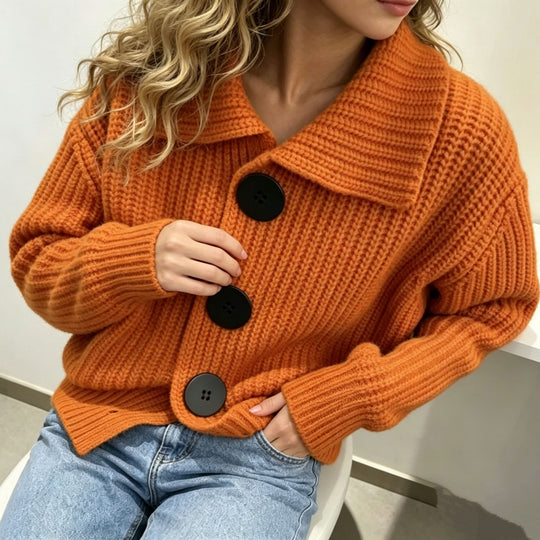 Damen Grobstrick-Cardigan mit breitem Umlegekragen Shop Nory