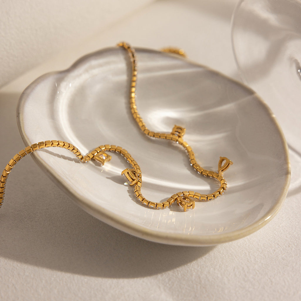 Damen elegante Halskette mit funkelnden Zirkonia und verstellbarer Verlängerung Shop Nory