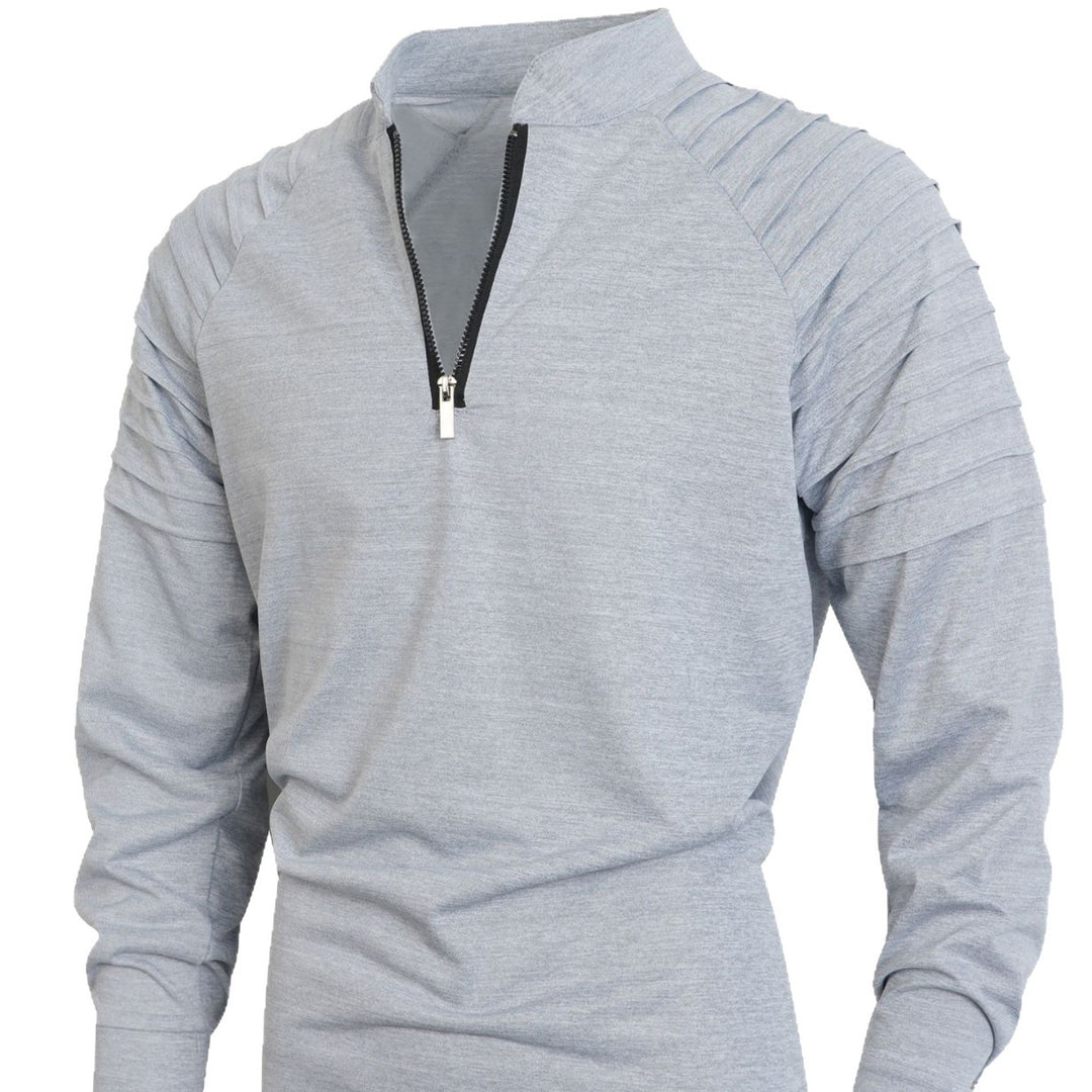 Herren Slim-Fit Troyer mit gesteppter Schulterpasse und halbem Reißverschluss Shop Nory